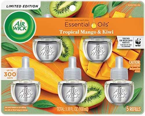 Air Wick Plug in Scented Oil Refill, 5 ct, Fresh Mango & Kiwi