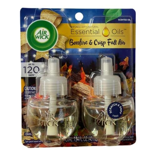 Air Wick Plug in Scented Oil Refill, 7ct, Apple Cinnamon Medley, Fall Scent, Essential Oils, Air Freshener