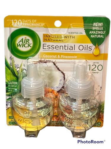 Air Wick Plug in Scented Oil Refill, 7ct, Apple Cinnamon Medley, Fall Scent, Essential Oils, Air Freshener