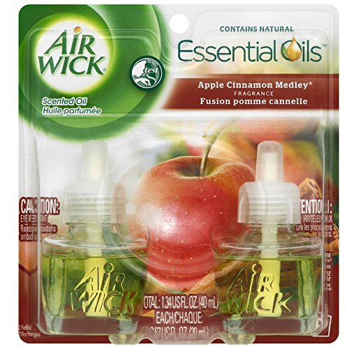 Air Wick Plug in Scented Oil Refill, 7ct, Apple Cinnamon Medley, Fall Scent, Essential Oils, Air Freshener